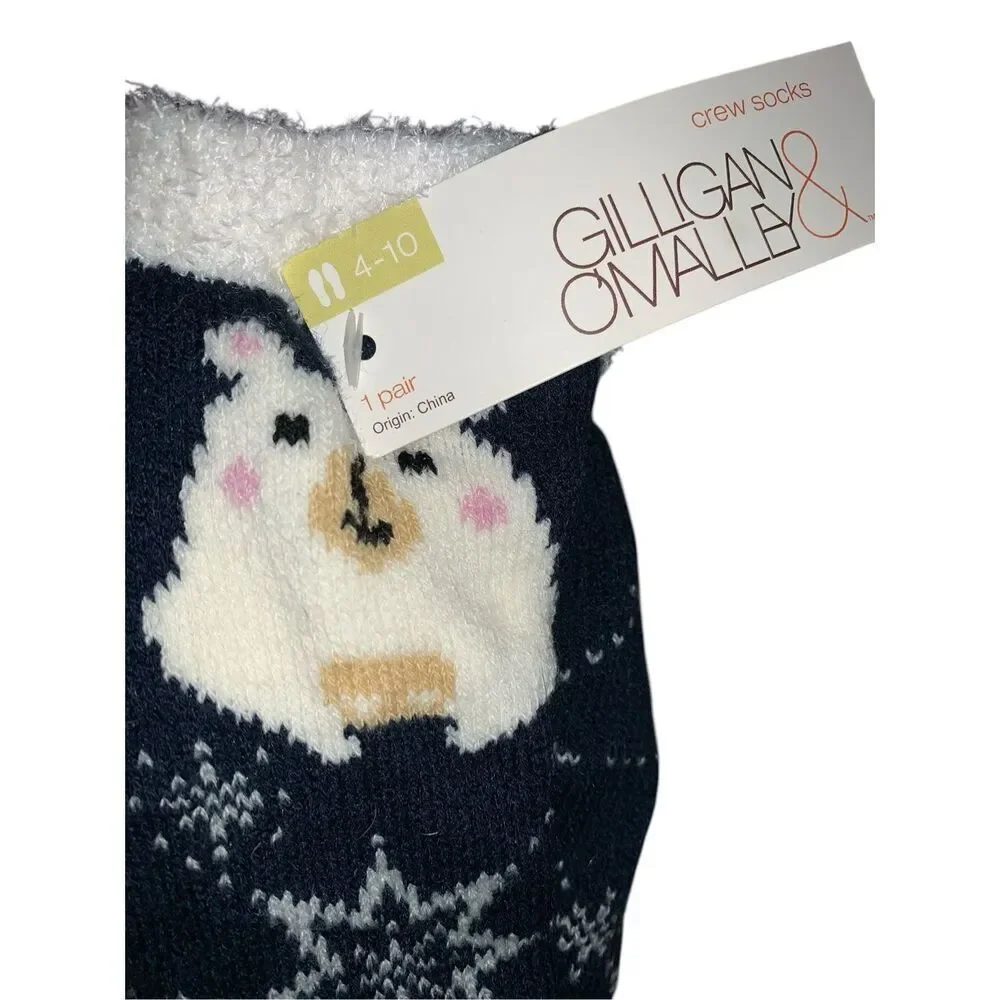 NEW WITH TAGS Gilligan & O'Malley - Women's Crew Socks Fuzzy Warm Polar Bear Soc